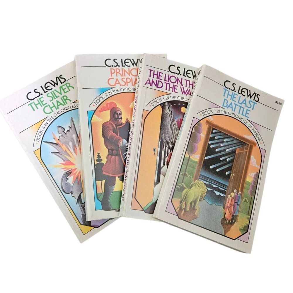 C.S. Lewis Books Lion Witch Wardrobe, Prince Caspian,  Silver Chair, Last Battle